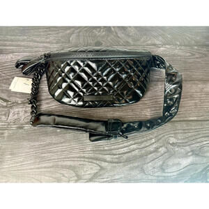 🔥🔥 New Kurt Geiger London Brixton Black Drench Leather Belt Bag Puffy Soft